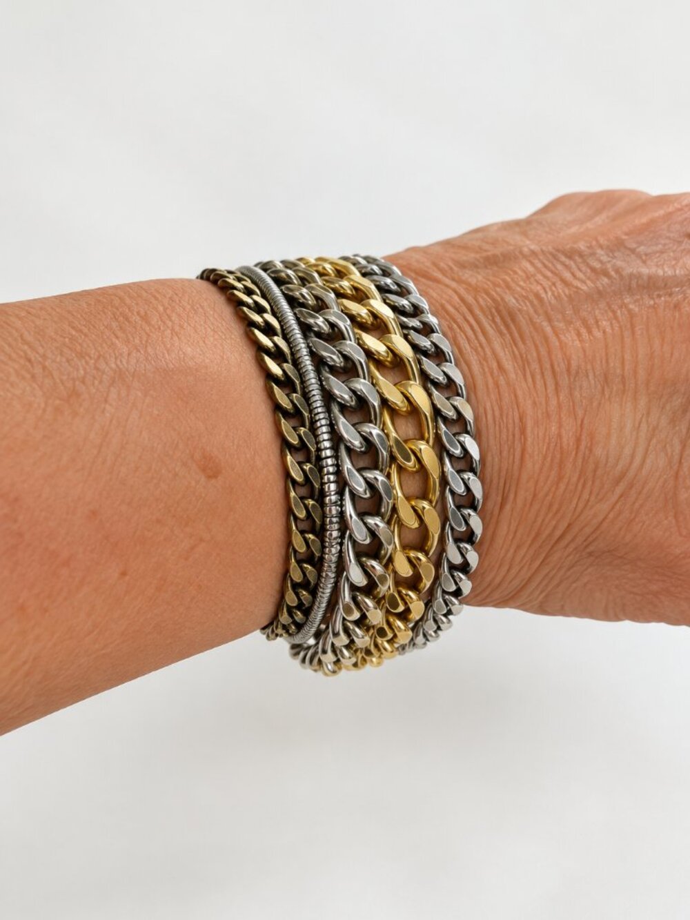 Jenny Bird Austin Mixed Metal 5 Strand Chain Bracelet Gold Silver - Picture 5 of 7